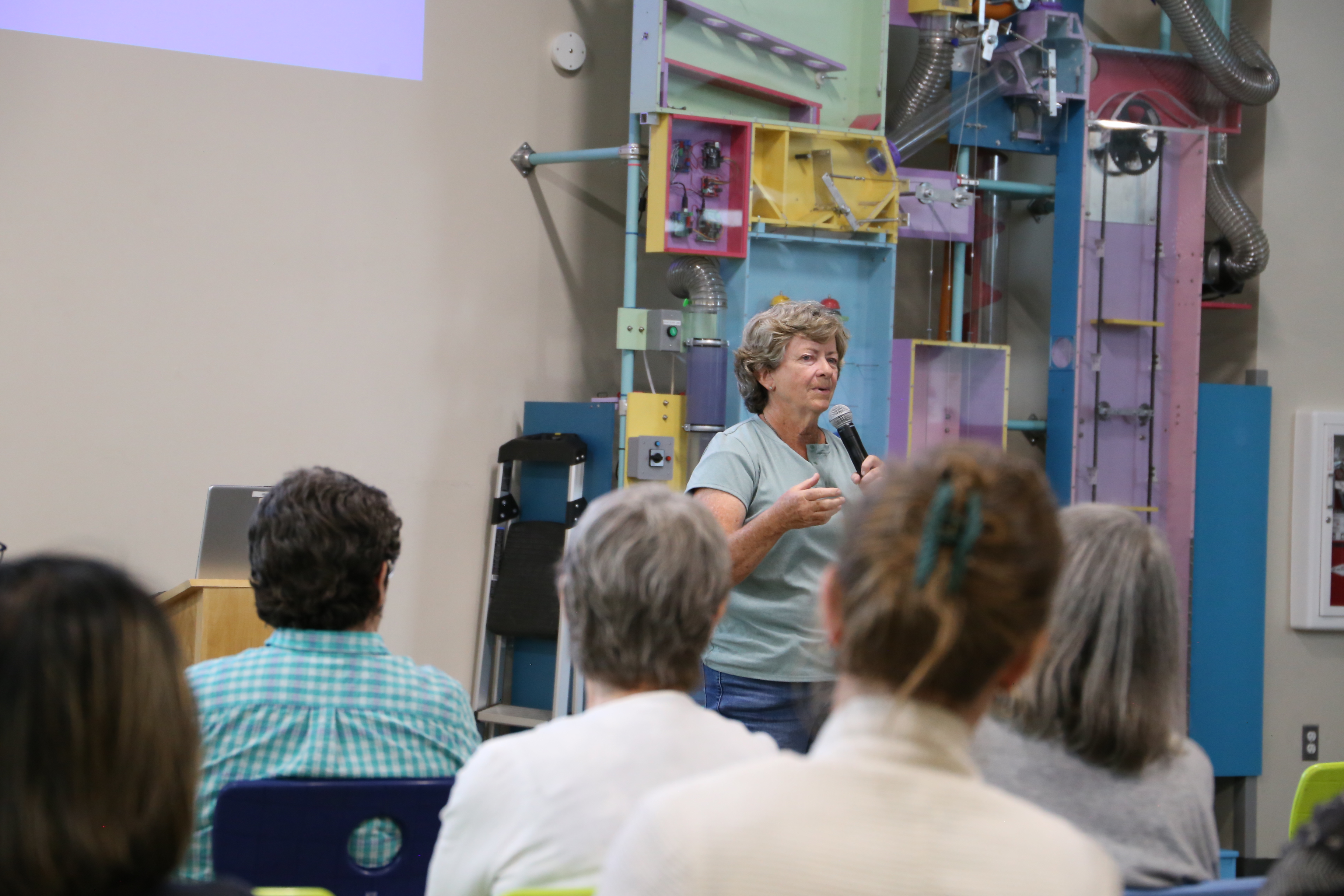 Attendees listening to a talk at the Eureka Science Museum