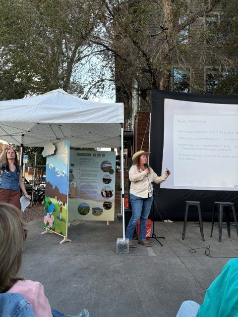 Flavie presenting out at Film Release